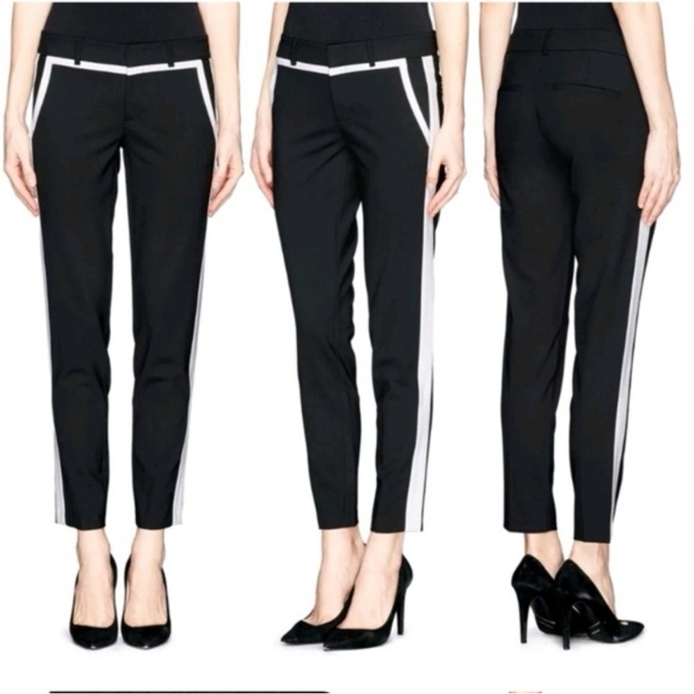 Vince Black and White Dress Pants with Contrast Stripe.  Good condition.